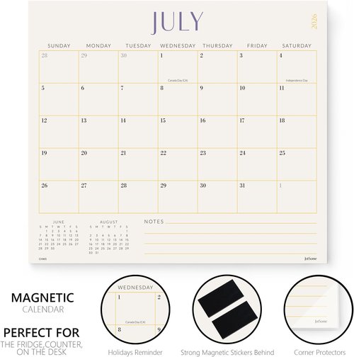 Jotsome Magnetic Calendar - 2026-2027 Monthly Fridge Calendar | Easy Organizing 13x11 Inch