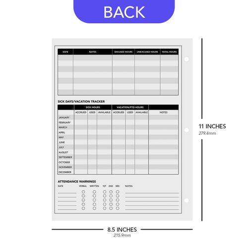 2026 Attendance Calendar – Great Employee Daily Attendance Work Tracker – Bright and Colorful, Printed on Durable and Thick 80lb Cover Cardstock – 3 Hole Punched – 8.5 x 11" – 25 Sheets per Pack