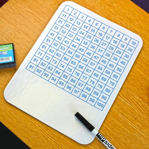 Flipside Products 9" x 12" Two Sided Dry Erase Board Hundreds Grid, Learn to Count, Counting Aid, Number Chart, Classroom and Home, Pack of 12