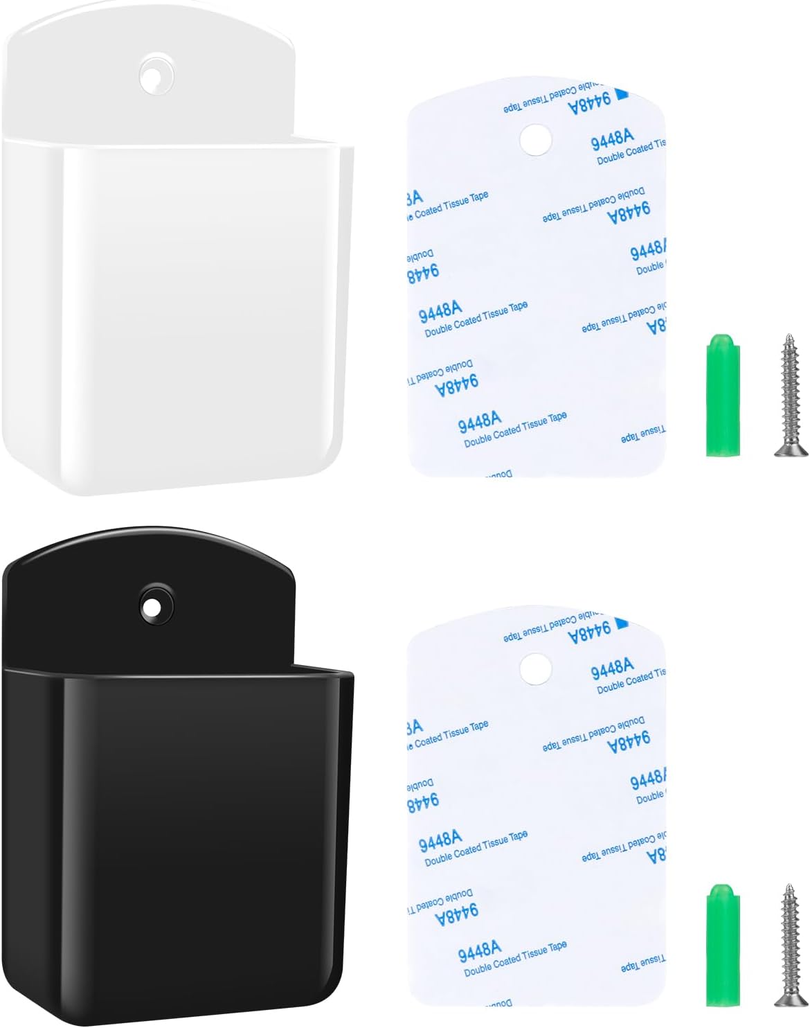 Skiennix Remote Control Holders - Self-Adhesive Wall Mount Storage Box Organizer | 2 PCS Set for Home & Office