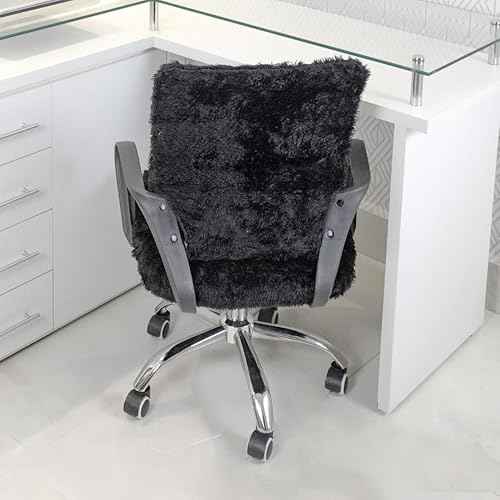D. Vieira T?xtil & Decor Office Chair Slipcover Cover Computer Desk Chair Pink (Black)