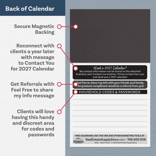 2026 Peel and Stick Magnetic Business Card Calendars, Box of 100, Includes Envelopes, Mail for 1oz Rate, Great Sales Marketing Tool (Thankful - 100 Pack)