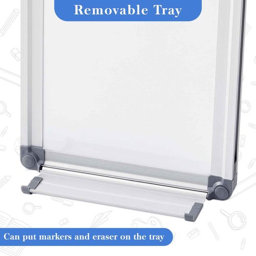 Ireer 2 Pcs Slim Skinny Whiteboard with a Tray to Do List Portable Narrow Tall Dry Erase Board for Door Wall Mounted Aluminum Magnetic Board for Home Office, 7.9"x 31.5"(White)