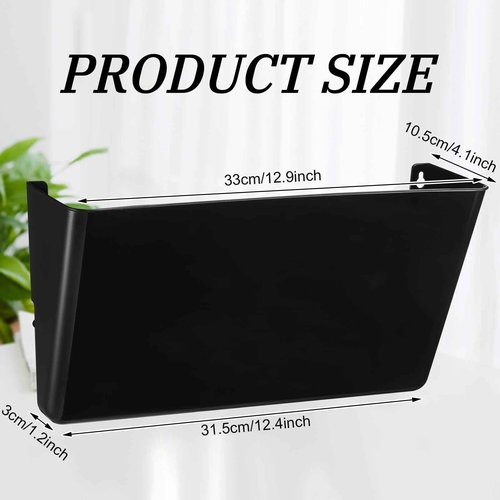Tenceur 12 Pcs Plastic Single Pocket Wall Mount File Holder with Double Sided Adhesive Tape and Screws Wall File Hanging Folder Letter Paper Mail Organizer for Office Home Classroom(Black)