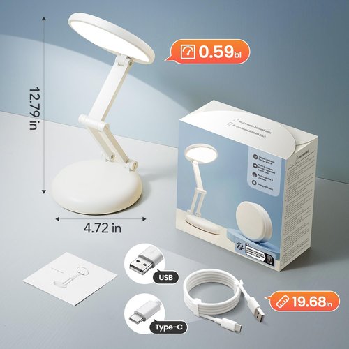 One Fire Cordless Desk Lamp for College Dorm Room,Dimmable Battery Powered Lights,3600mAh Rechargeable Wireless Table Lamp,Small Mini Lamp&Portable Classroom Light for Dorm,Bed,Reading,Home,Nail,Craft