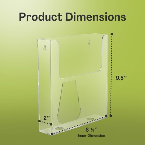 Top Notch Displays Acrylic Brochure Holder for Wall Mounting, Clear Display for 8.5" x 11" Flyers, Literature Holder for Magazines, Pamphlets, Menus, Includes Screws & Plastic Anchors – Pack of 2