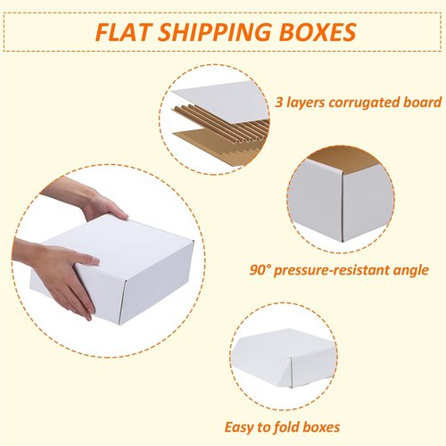 HORLIMER Shipping Boxes - 12x9x4 Inches White Corrugated Cardboard Mailer for Small Business