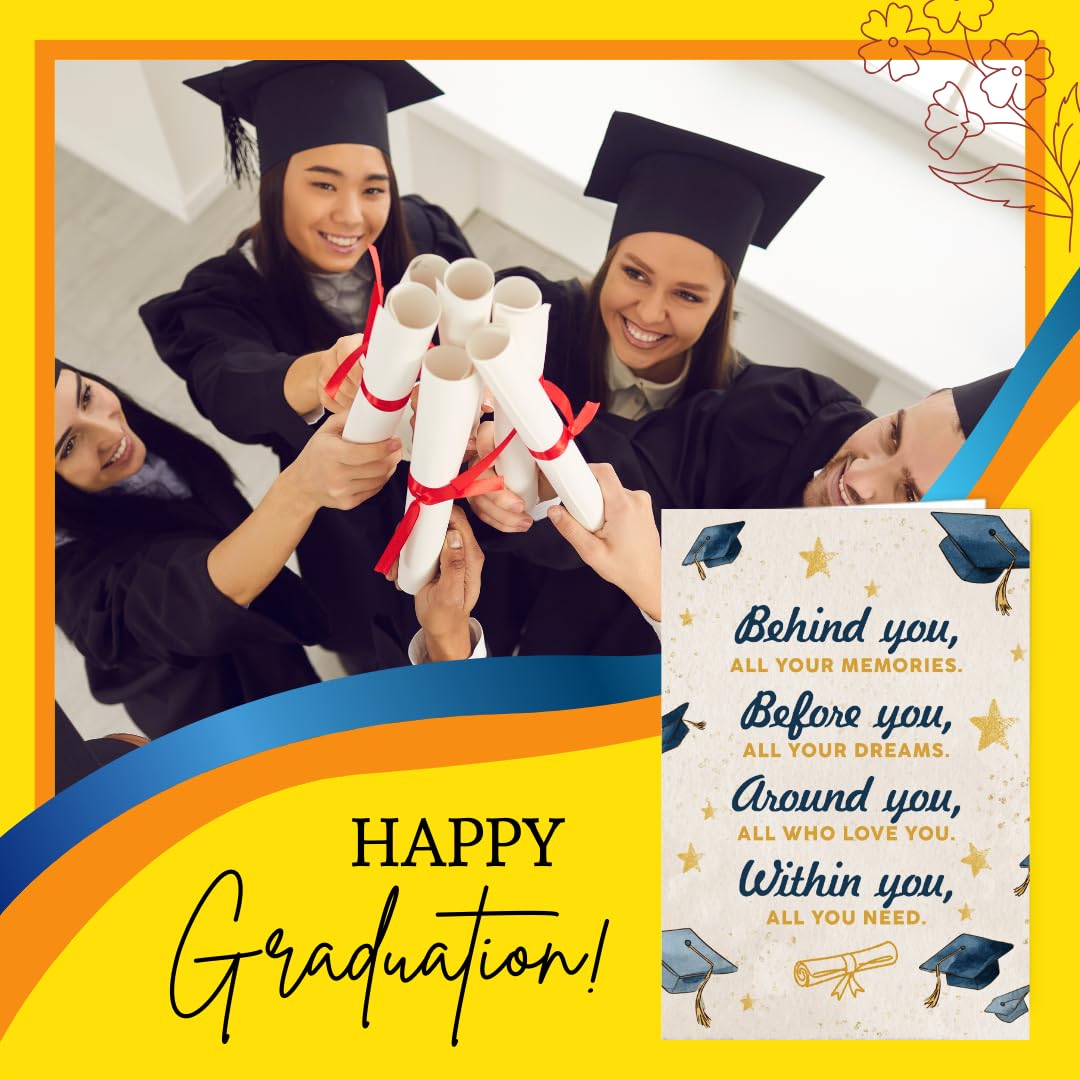 BlinkWishes Graduation Card 2026, Congrats Grad Card with Envelope and Seal, Happy Graduation Cards for Her or Him, Inspirational Grad Greeting Cards