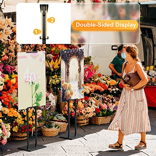 WHAUU 75 Inch Heavy Duty Adjustable Poster Display Stand with Double-Sided Banner
