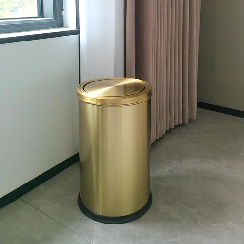 JINYCOME 2.6 Gallon Gold Bathroom Trash can with lid,Small Office Garbage can Wastebasket bin for Bedroom,Living Room,Kitchen (Gold)
