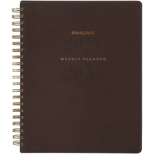 AT-A-GLANCE Planner 2025-2026 Academic, Weekly & Monthly, 8-1/2" x 11", Large, Monthly Tabs, Flexible Cover, Signature Collection, Brown (YP905A09)