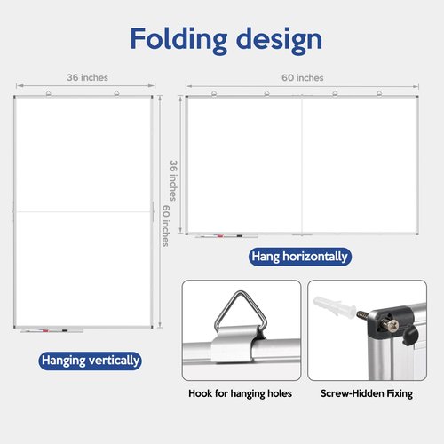 UIFER Large Whiteboard, 60 X 36 Inches Big Whiteboard for Wall, Dry Erase White Board for Office Home & School