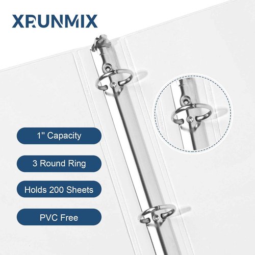 1-Inch 3-Ring-Binder with Pockets, 1'' Basic Binders 1-inch View Round Binders Holds 200 Sheets US Letter Size 8.5'' x 11'' - Bundle Packs Perfect for Home, Office, and School (1-inch)