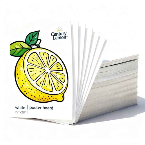 Century Lemon™ 22" x 28" White Poster Board, 75 Sheets Superb Multipurpose Bulk Poster Board for School, Office, and Craft Projects, 256-83-003
