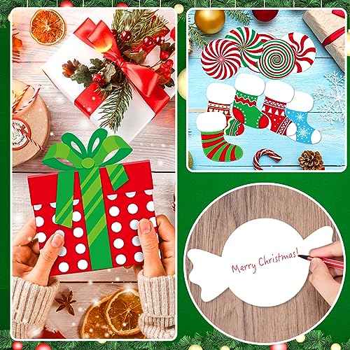 76 Pcs Christmas Cutouts Christmas Decorations Candy Cutouts Xmas Bulletin Board Decor for Classroom Xmas Stocking Wall Cutout Holiday Party Decor Decorations for Home Classroom