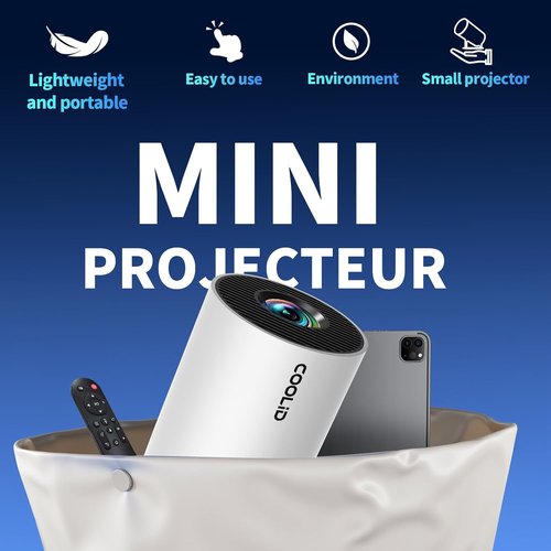 Mini Projector by [Brand Name] - 4K 1080P Portable Projector with WiFi 6 & Bluetooth 5.4 - White