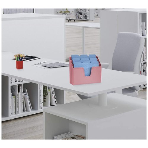 Acrimet Horizontal Triple File Folder Holder Organizer (Solid Pink Color)