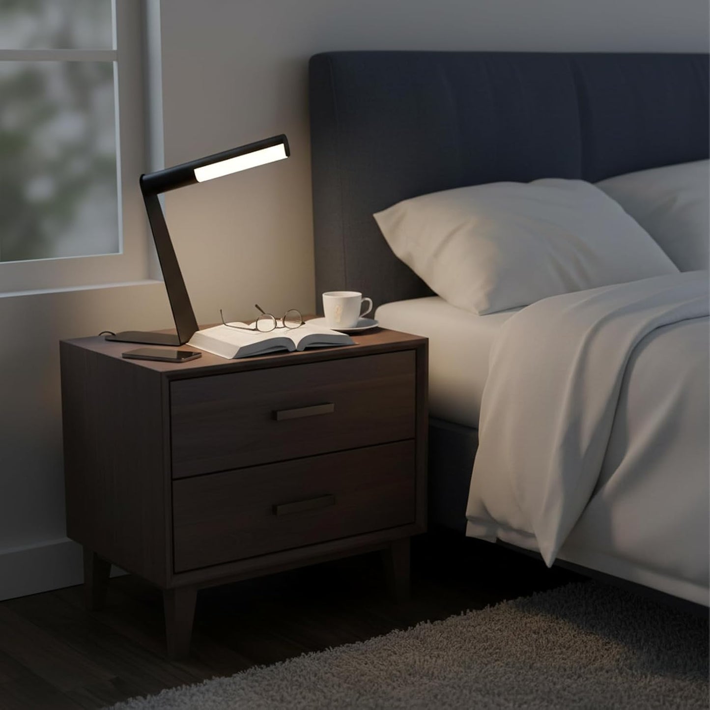 Skiennix Magnetic Portable Desk Lamp - 3-Color Dimmable Rechargeable Mini Table Light for Bedroom & Office