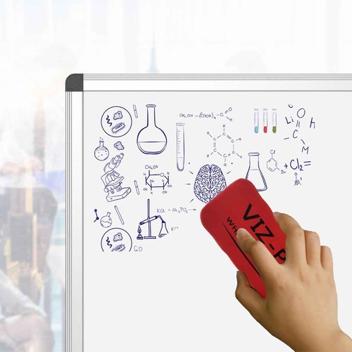 VIZ-PRO Magnetic Whiteboard/Dry Erase Board, 48 X 36 Inches, Silver Aluminium Frame, with 12 Colored Whiteboard Pens