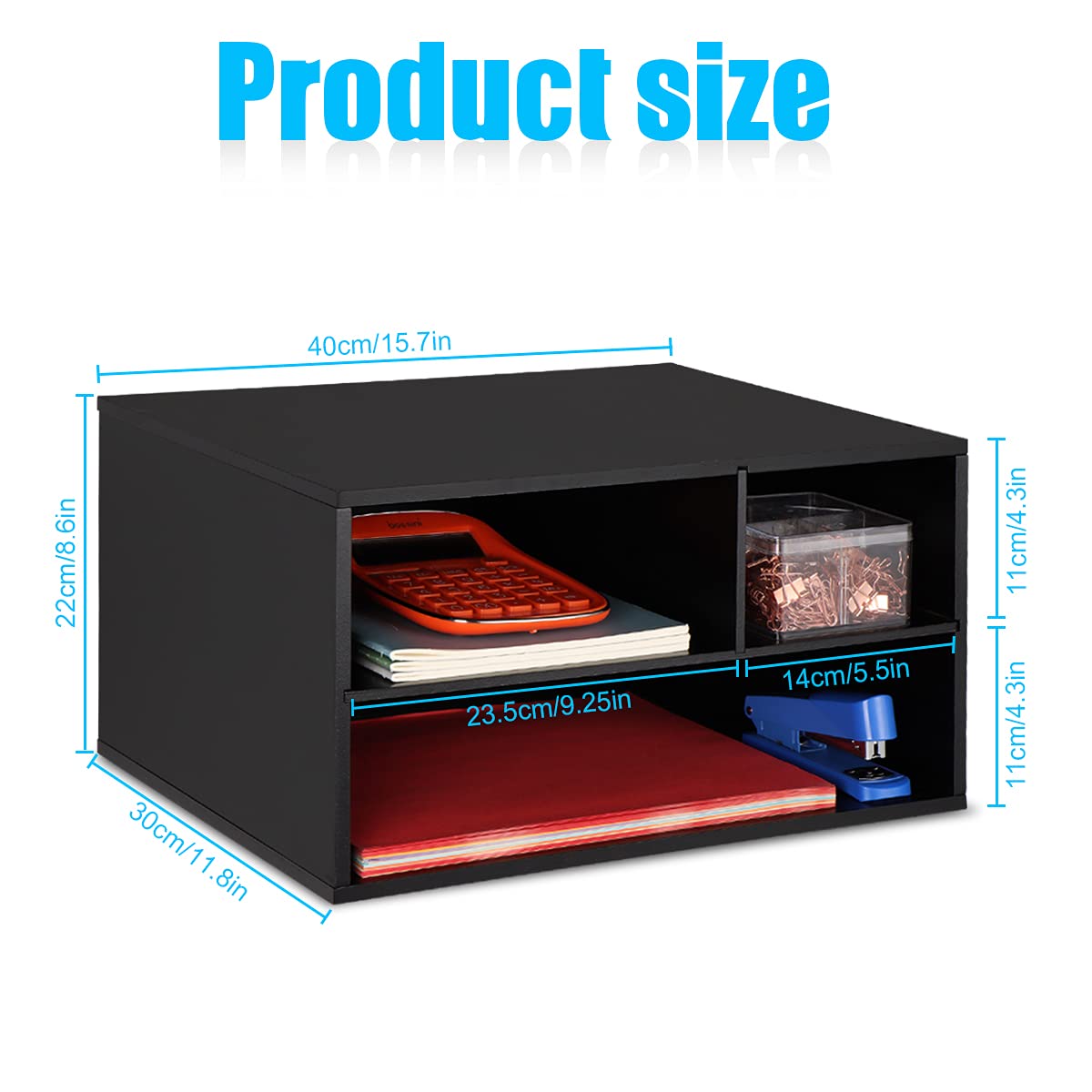EMERIT Printer Stand Shelf with Storage Wood Desk Paper Organzier for Home/Office,Printer Riser, 2 Tire