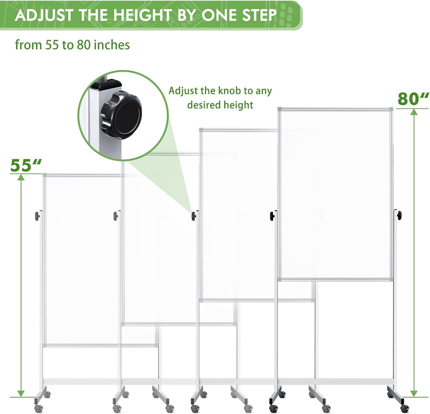 Skiennix Mobile Whiteboard - Double-Sided Magnetic Dry Erase Board on Wheels, 32x48 Inches