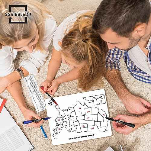 SCRIBBLEDO United States Map for Classroom Dry Erase Board for Kids Map of The United States 11¡±x14¡± White Board Teacher Student Classroom Learning Practice Travel USA Whiteboard