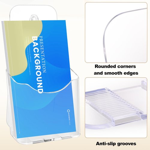 Cabaubl Acrylic Brochure Holder 4x9 Inches,4 Pack Plastic Flyer Holder,Clear Display Stand,Clear Literature Holder,Pamphlet Holder Wall Mount Countertop Organizer for Display Flyer, Brochure Booklets