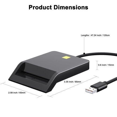 CAC Card Reader Military, USB Smart Card Reader, DOD Military USB Common Access CAC Compatible with Mac OS, Win
