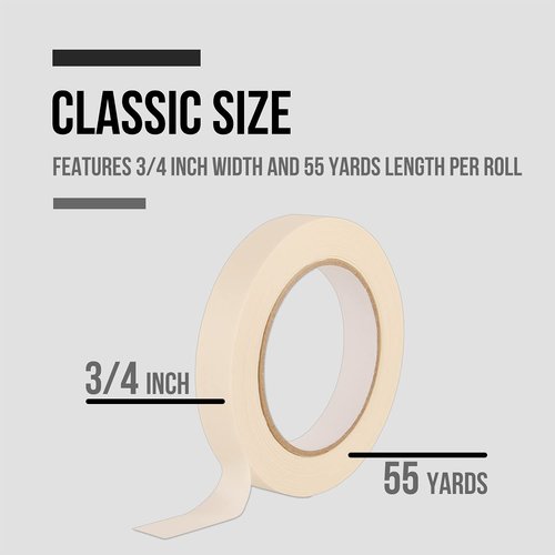 Lichamp Masking Tape 3/4 inch, 20 Pack General Purpose Masking Tape Bulk Multipack for Basic Use, 3/4 inch x 55 Yards x 20 Rolls (1100 Total Yards)