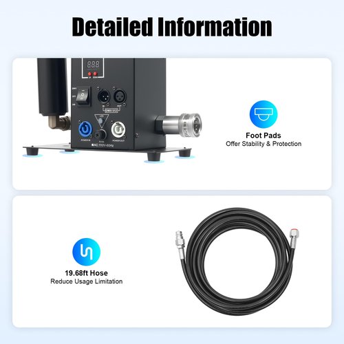 2Head CO2 Fog Machine, 150W Digital CO2 Jet Machine w/6m Hose, Adjustable Angle Cryo Jet CO2 Club Cannon for DJ Concerts, Parties, Birthday, Wedding