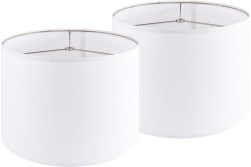 PIKOPIKO Set of 2 Pure White Linen Large Drum Lamp Shade 16" Top x 16" Bottom x 12" High (Spider) Contemporary Lamp Shades for Table Lamps & Bedside Lamps Replacement Lampshade In Hand Crafted