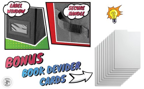 PP Premium Products Comic Book Storage, 3 Pack, Comic Book Boards - Comic Storage Boxes for 150-180 Comic Books with Lid and Label Slot 15.5" X 7.5" X 11"- Bonus Dividers – Black
