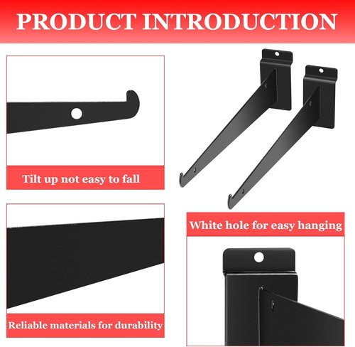 Heavy Duty Slatwall Knife Shelf Bracket - 8 Inch Metal Brackets for Slat Wall | Black Accessories