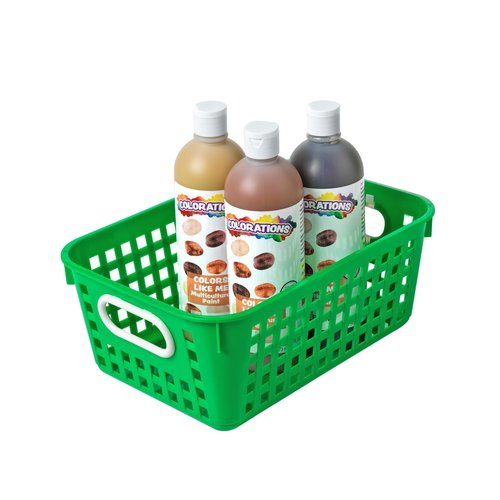 Really Good Stuff Medium Plastic Book Baskets, 11" by 7.5" by 4.5" - 12 Pack, Rainbow, Versatile Storage Solution for Classroom, Home and Office l Toy Storage, Multi-Purpose Organizer Basket