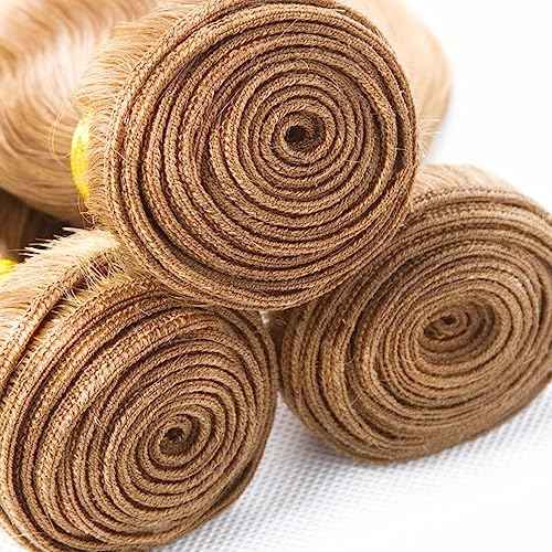 20 22 24 Inch P27/613 Highlight Blonde Bundles Human Hair Straight Bundles Honey Blonde Straight Bundle Unprocessed Brazilian Virgin Weave Hair 3 Bundle 50 Gram Per Bundle