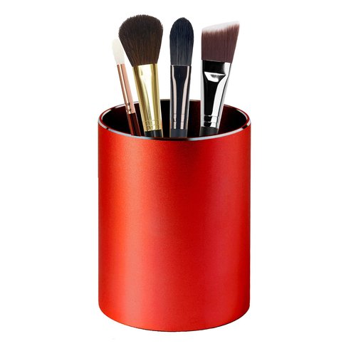 Boershun Pencil Holder for Desk - Metal Pen Organizer and Pencil Cup for Desk, Red 3.15 x 4.0 In