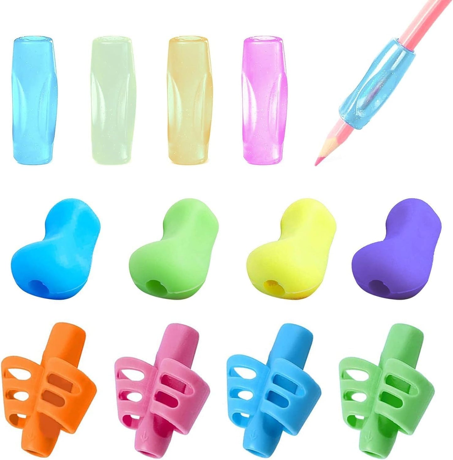 ALLFELIXA 12 PCS Pen Grip, Grips for Pencils, Pencil Holder for Kids Handwriting