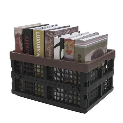 Nicesh 2-Pack Plastic Collapsible Storage Crate, 15 L Folding Storage Crate