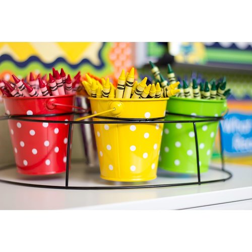 Teacher Created Resources Card Stock Polka Dot Buckets & Caddy Set, Multicolored, 7/Pack (TCR9487)