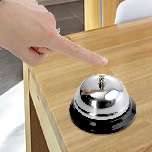 Fasmov 6 Pack 3.4 Inch Diameter Call Bells, Chrome Finish Customer Service Bell, Desk Bell Service Bell for Hotels, Schools, Hospitals, Customer Service, Warehouses