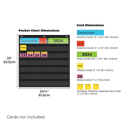 EAMAY Classroom Monthly Calendar Pocket Chart for 2.75 * 2.75 Cards,Homeschool Supplies and Classroom Must Haves! Only Chart(Black)