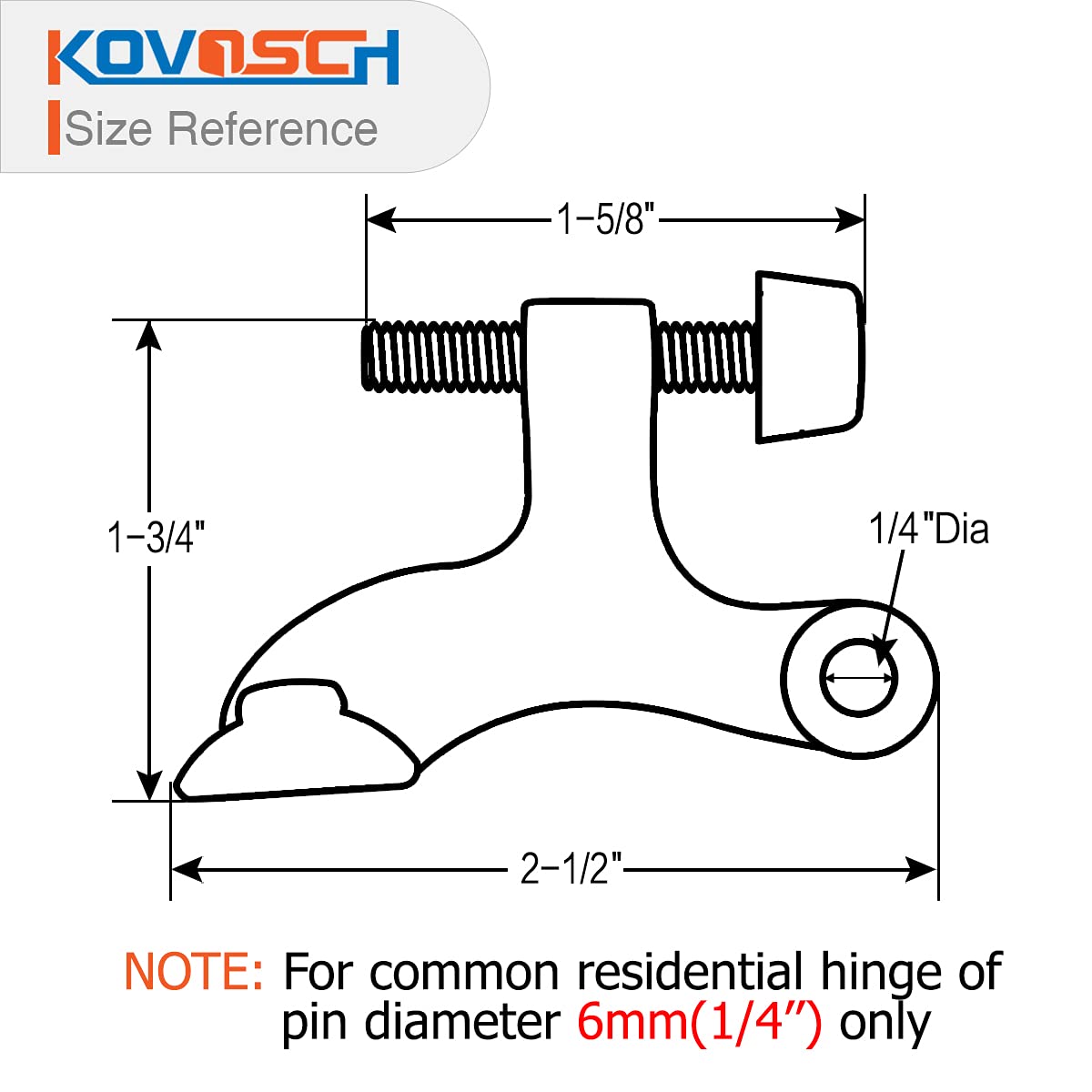 KOVOSCH 2 Pack Hinge Pin Door Stopper White - Adjustable Heavy Duty Hinge Pin Door Stop with White Rubber Bumper Tips