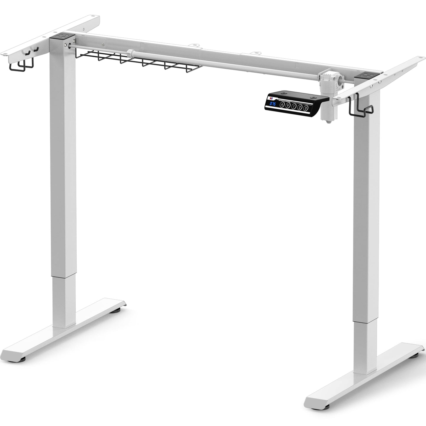 SHW Premium Electric Standing Desk Frame – Height Adjustable Motorized Base for 40" to 72" Table Tops, Smooth Lift Sit-Stand Frame for Home or Office, White