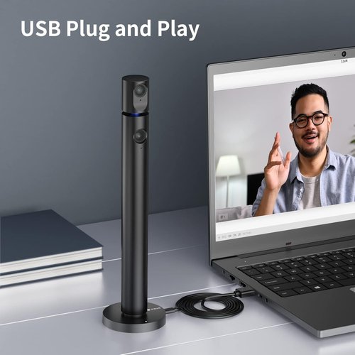 CZUR Halo Webcam - Professional 1080P USB Camera with Microphone | 90° View, Plug & Play, Windows/Mac Compatible