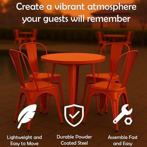 30" Round Metal Bistro Table Set – 5 Piece Indoor Outdoor Cafe Seating for Patio or Restaurant