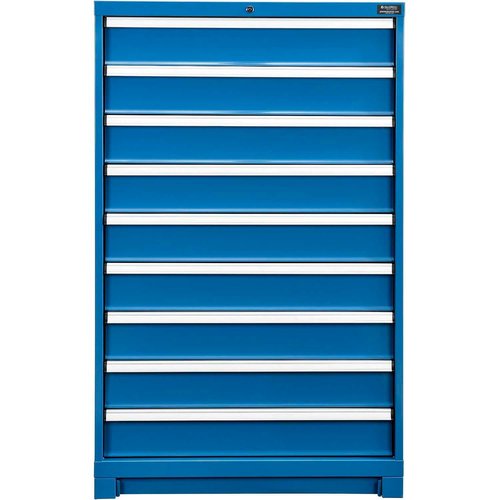 Global Industrial 9 Drawer Modular Cabinet, w/Lock, w/o Dividers, 36" Wx24 Dx57 H Blue