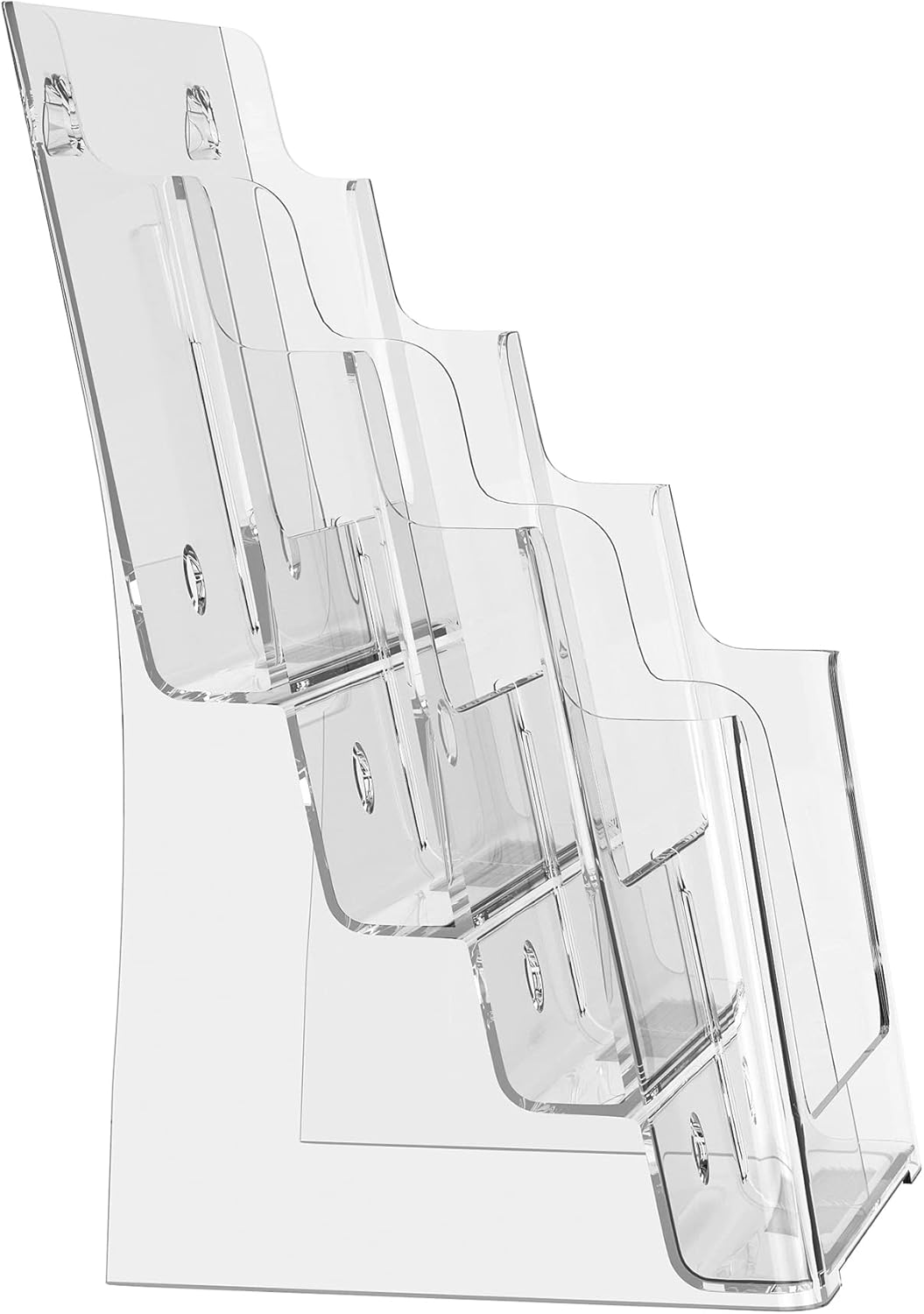 Zavekia 4-Tier Acrylic Brochure Holder - Clear Literature Organizer for 8.5 x 11 Inch Magazines & 4 x 9 Inch Flyers