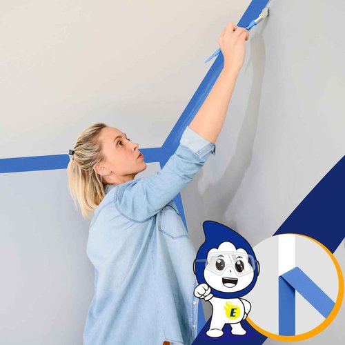 EFOK 12 Pack Blue Painters Tape 3 Inch Wide Bulk - Paint Tape 3 Inches x 55 Yards - Painter's Tape Blue Masking Tape for Walls Painting Packing Automotive Home, Total 660 Yards
