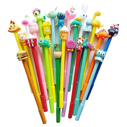 sencoo Cute Cartoon Erasable Black Gel Ink Pens Kawaii Pens for Birthday Present School Prize Students Gift Kids Pens Random Style (100 pens + 100 refill + 1 notebook)