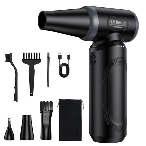 Compressed Air Duster,Electric Air Duster for PC/Keyboard Cleaning Kit,3 Gear Adjustable 300000 RPM Cordless Jet Dry Blower Air Blower for Car,Computer Duster for Cleaning（Ultimate,Inky Gray）